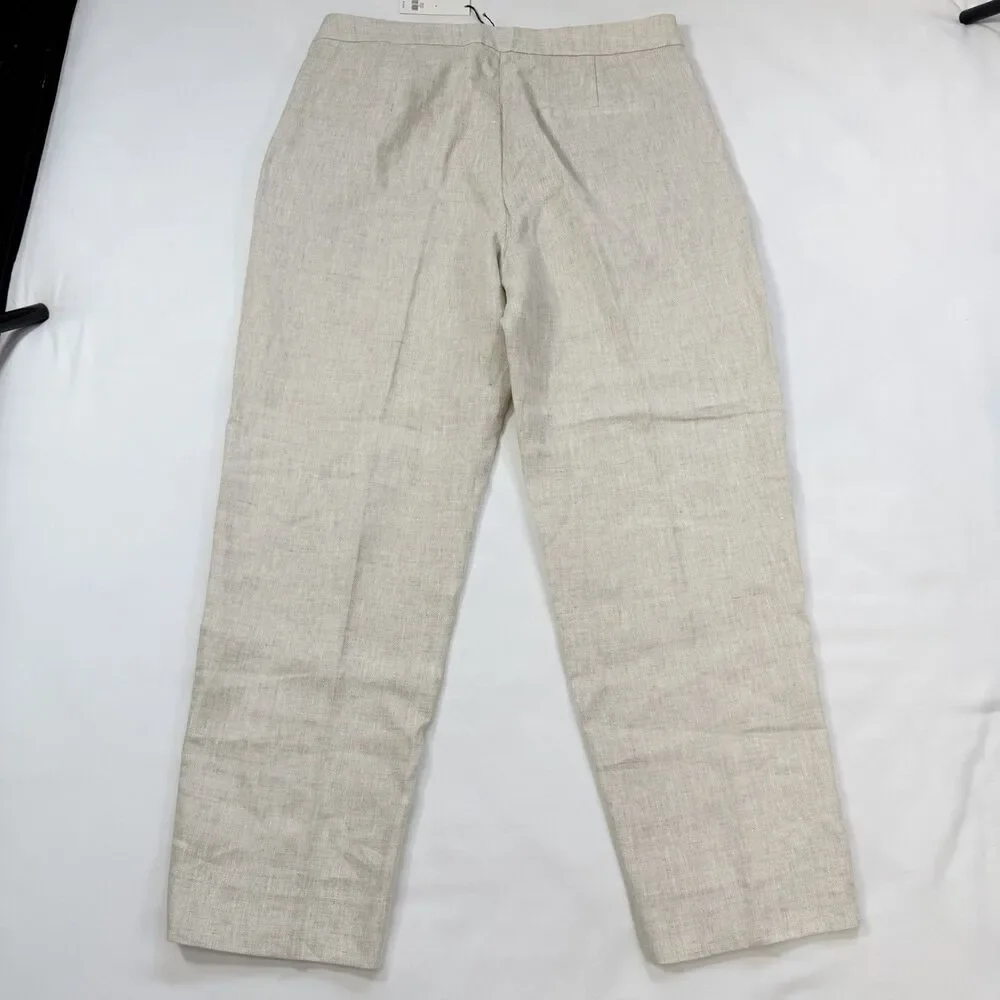 Banana Republic High Rise Slim Ankle Linen Trousers Size 10 Beige Minimalist NWT